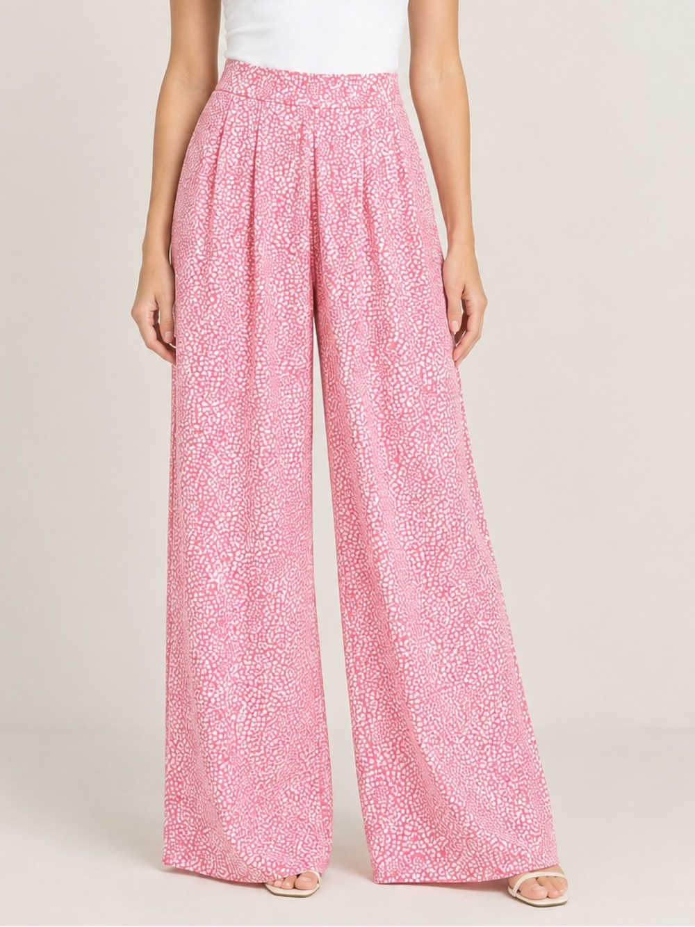 NWT Nobody’s Child Lottie Wide Leg Trousers in Coral/White Print Size US 2